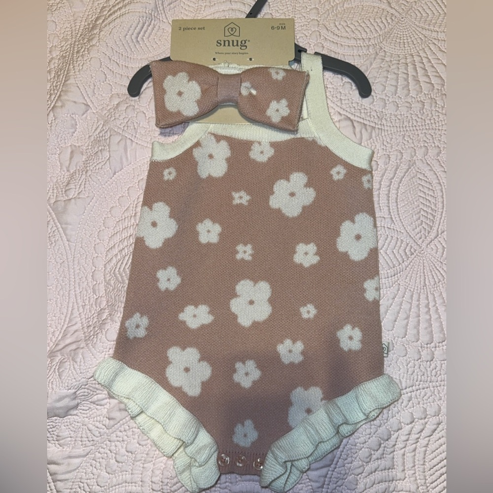 Snug Floral Kids Bodysuit - Brown and White